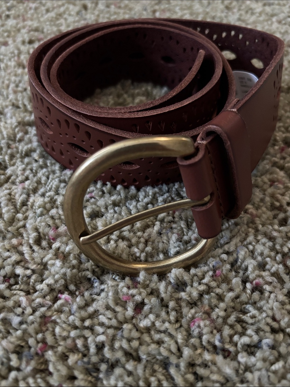 Lucky Brand Beachwood Leather Cutout Belt - Women's Sz M